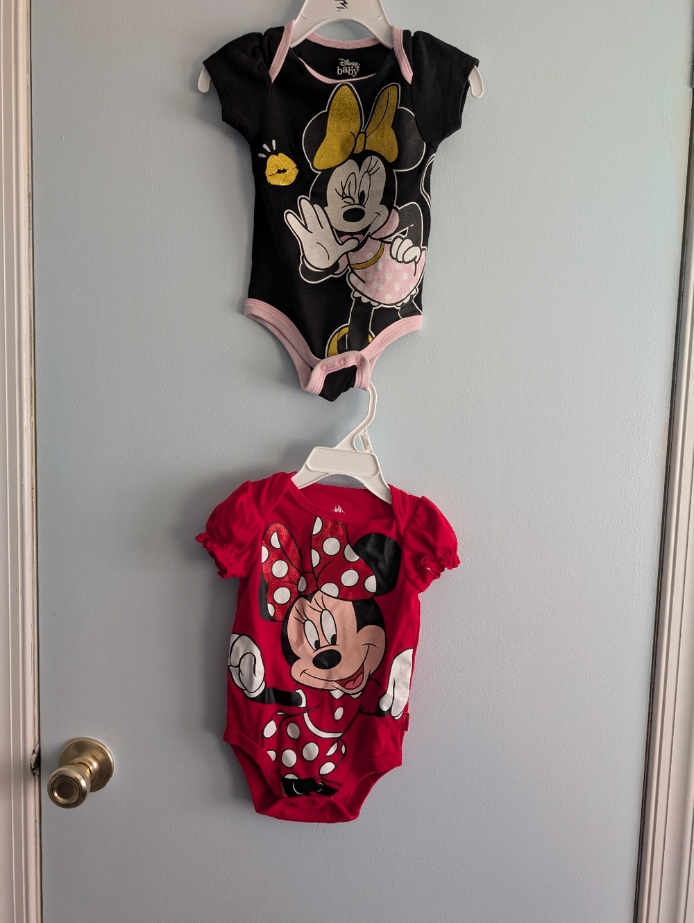 Disney Minnie Mouse One-Piece Bodysuits - Black, Pink & Red